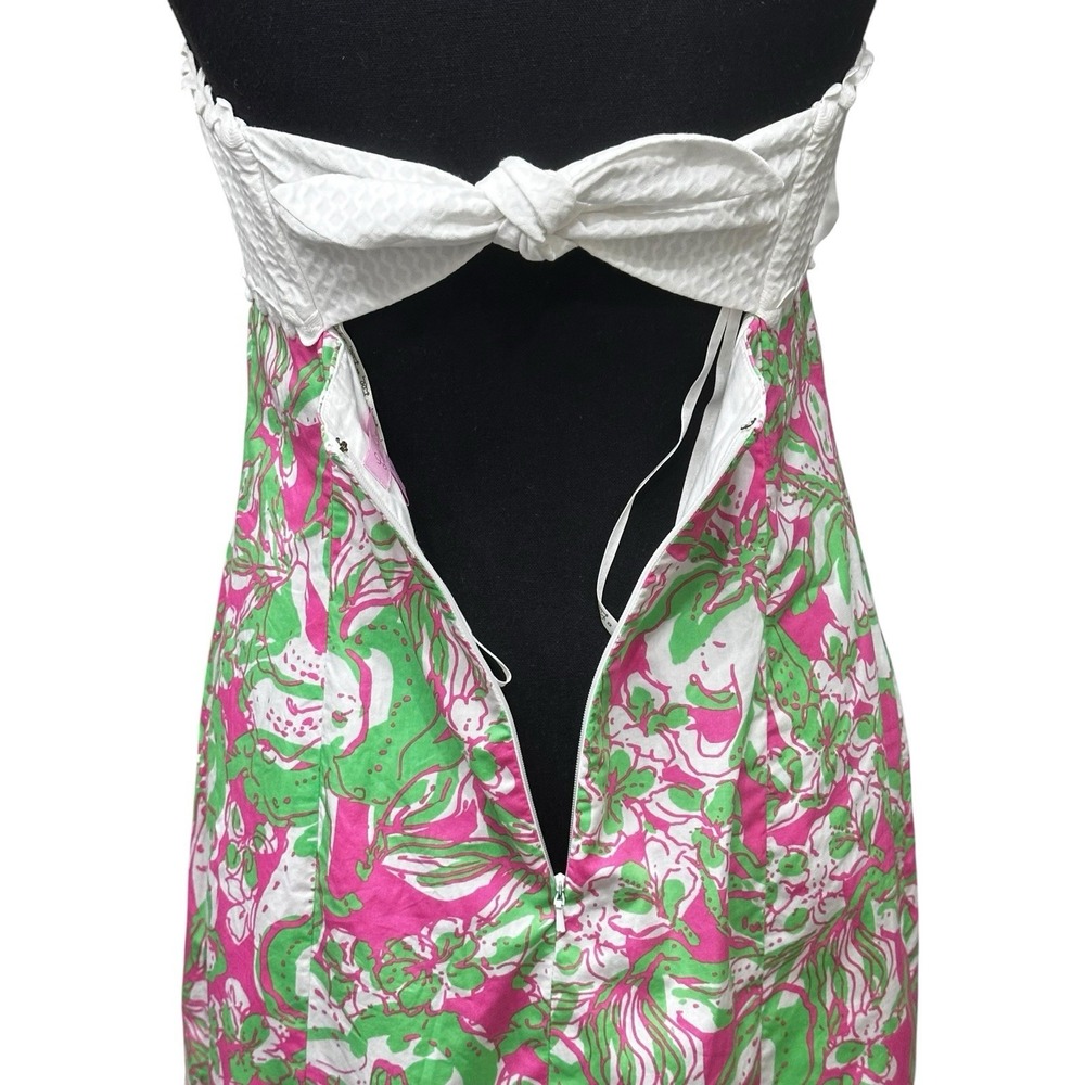 Lilly Pulitzer Franco Hotty Pink Forgot My Trunks Strapless Tie Back Dress 6 - Picture 5 of 9